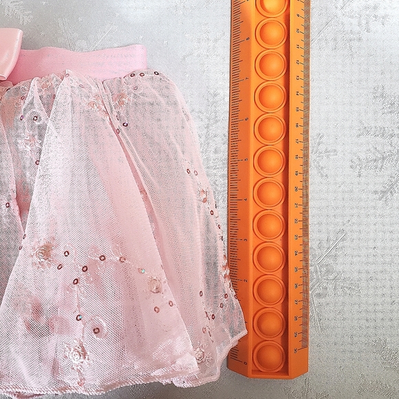 NWT Pau Brook Dancewear Pink Multilayer Sequins Skirt with Bow Size Child - Picture 8 of 8